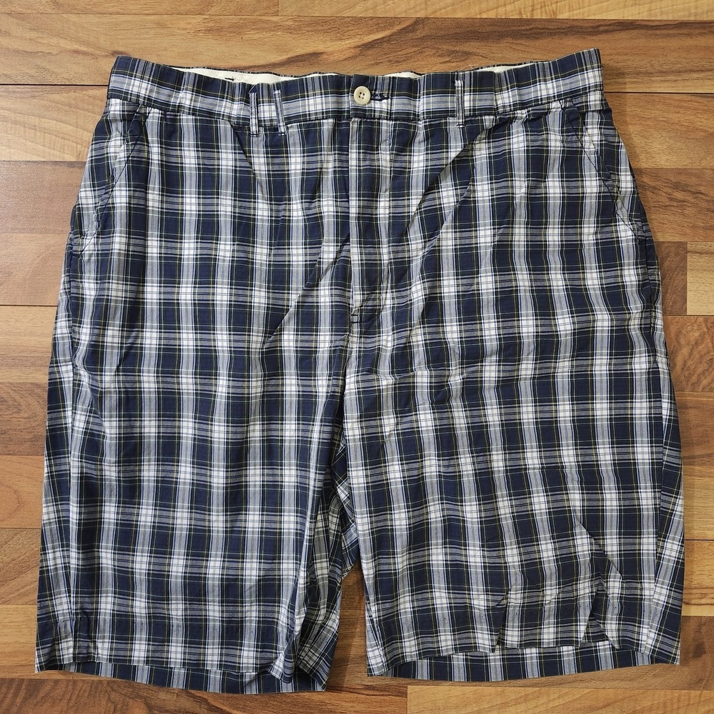 VTG Polo Ralph Lauren Cinch Back Plaid Shorts Size 38 Blue/Green 10"Inseam
